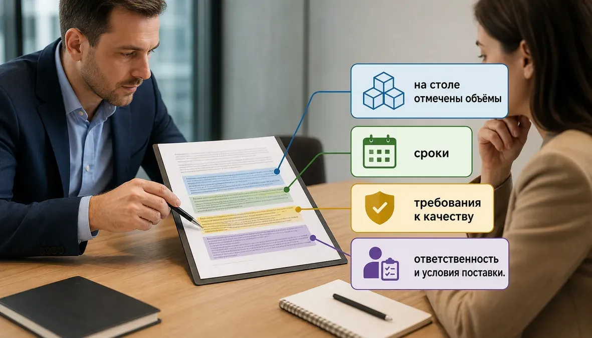 Сравнение условий договора контрактного производителя Инфографика показывает договор с производителем, где чётко выделены объёмы, сроки, качество и ответственность сторон.