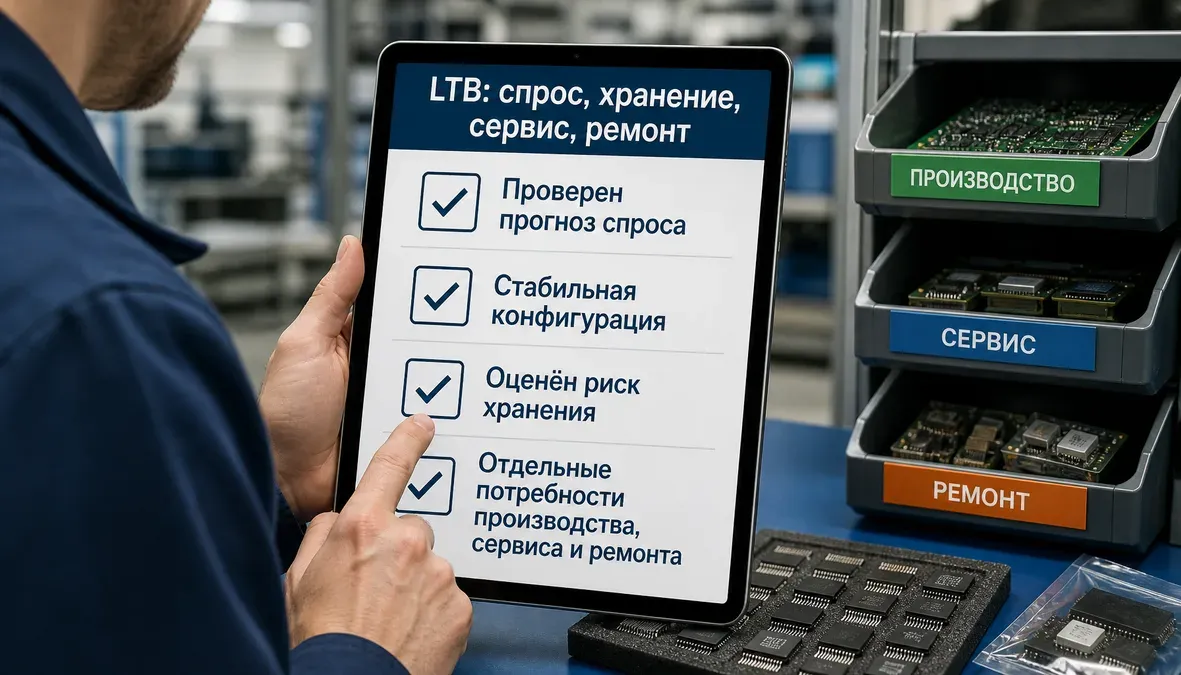 Инфографика-чеклист: когда подрядчик может оправдать last-time buy для EOL-компонентов в контрактном производстве электроники.